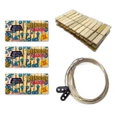Kit 36 Prendedores Roupa Pregador Madeira + Varal De Aço 20m