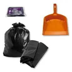 Pá Limpeza Cabo Curto + Saco De Lixo 50l Pacote Com 16cm