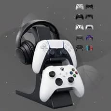 Suporte Gamer para Headset e 2 Controles |Organizador de Mesa para PS5, PS4 ,Xbox ,Steam , 8bit Du e mas  Setup Gamer