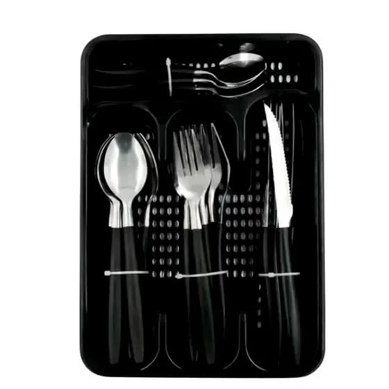 Kit Talheres 25 Pecas  Premium Cor Preto Ke home Colher de Sopa Garfo Faca e Colher de Sobremesa
