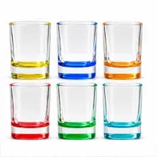 Jogo 6 Copos Para Shot Vidro Quadrado neon 50ml Pinga Cachaça