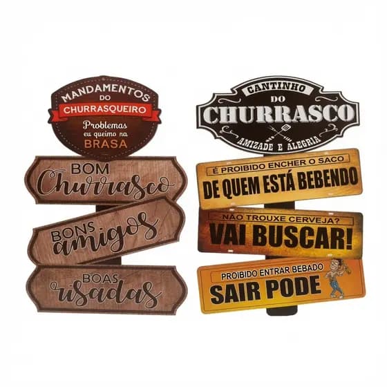 Kit 2 Placas Decorativas Dizeres Churrasco Area De Churrasco