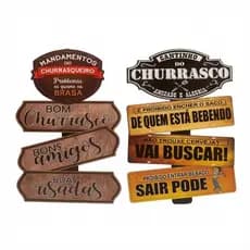 Kit 2 Placas Decorativas Dizeres Churrasco Area De Churrasco