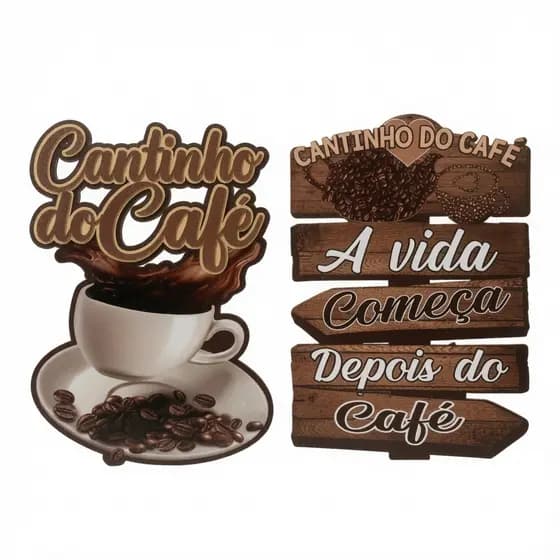Kit 2 Placas Decorativas Dizeres Cafe Area De Cafe