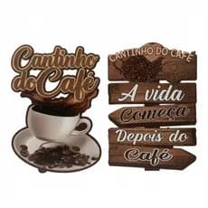 Kit 2 Placas Decorativas Dizeres Cafe Area De Cafe