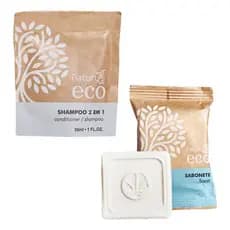 Kit 50 Sabonetes 20g E 50 Shampoo 2x1 30ml Hotel Ecológico