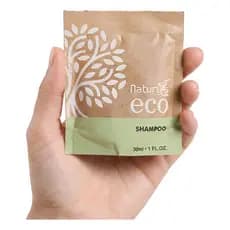 Kit 50 Shampoo Sachê Eco 30ml Hotelaria Sustentável Vegano Viagem