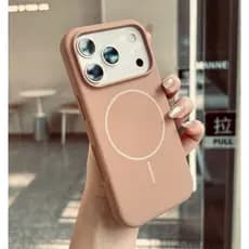 Case Silicone Redonda Magsafe Magnética Para iPhone 17 Pro Max Air 16E Traseira Magnética Anti-Queda