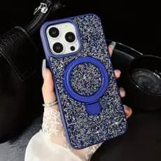 Capa/Capinha Cristalizadas com Suporte dobrável extra Luxo IPhone 12 13 14 15 16 pro/pro max