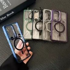 Capa Case protetora c/ Magsafe translúcida para Samsung Galaxy S23 S24 S25 Ultra Plus com lente de metal