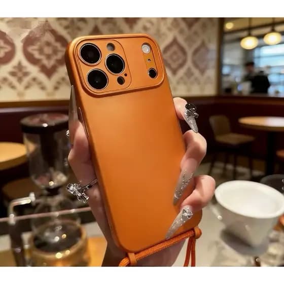 Case Cordão 17Pro 17Pro Max de pescoço Aveludada para iPhone 17 PRO MAX Laranja Anti-Queda