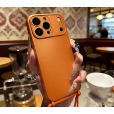 Case Cordão 17Pro 17Pro Max de pescoço Aveludada para iPhone 17 PRO MAX Laranja Anti-Queda