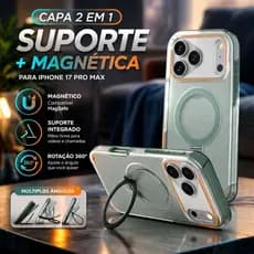 Capa iPhone 17 Pro Max 16 15 14 13 12 Suporte 360° Magnético Anti Queda Transparente Premium