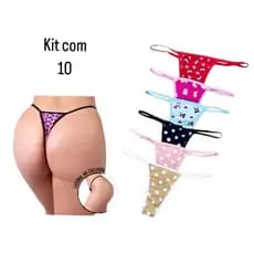 Kit calcinha fio dental  tirinha fábricada em suede promoção