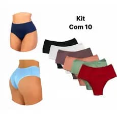 Kit calcinha pala dupla cós alto segura barriga conforto promoção