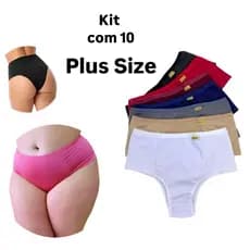 Kit Calcinha Plus Size Alta Lateral Dupla E Larga , pós parto