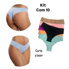 Kit calcinha tanga laser sem costura confortável com forro promoção