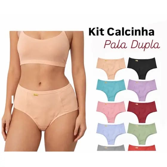 Kit calcinha segura barriga pala dupla modeladora cos alto conforto pós parto microfibra Premium