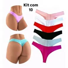 Kit 10 calcinha fio duplo fio dental  confortável poliamida forro de algodão