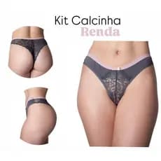 Kit Calcinha com renda conforto tanga fio poliamida