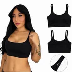 Kit 1 ou 3 top duplo academia alça regulagem academia fitness feminino confortável
