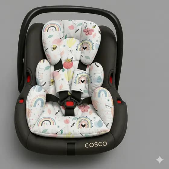 COLCHONETE PARA BEBE CONFORTO + PROTETOR DE CINTO DUPLA FACE MODELO UNIVERSAL