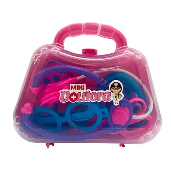 Mini Maleta Médica Infantil Doutora Kit Médico Brinquedo Educativo Faz de Conta Presente Menina 8 Peças