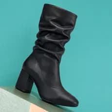 Bota Cano Alto Beira Rio Liso Feminino Casual Confortável Inverno Acolchoada