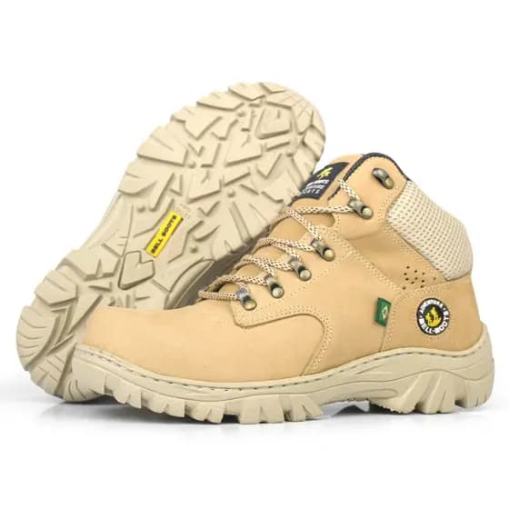 Bota Masculina Adventure 780 Areia – Couro Legítimo, Solado Borracha, Palmilha PU Gel Ultra Conforto