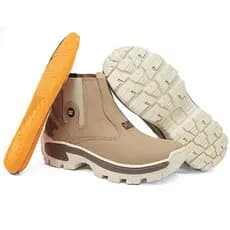 Bota Caterpillar Resistente Para Trabalho Maverick Em Couro  - Nude/Café - Com Palmilha em Gel