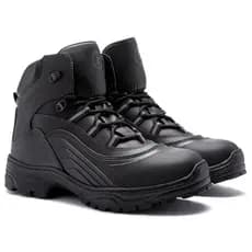 Bota Coturno em Couro - 3034 Preto - Masculina Rígida Robusta Cano Médio