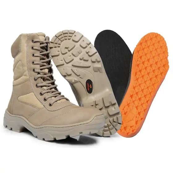 Bota Coturno Attack 3032 - Militar Masculino Tática Motoqueiro 100% Couro Legitimo Cano Longo
