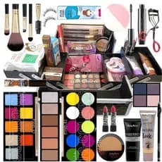 Kit de Maquiagem Completo Profissional 18 Itens com Base, Pincéis, Paleta e Necessaire gloss perfume body splash