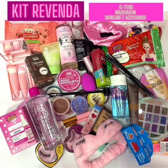 Kit Revenda Melhores Marcas 15 itens Maquiagem e Cosméticos gloss perfume body splash