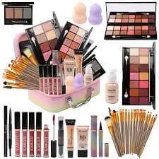 Kit de Maquiagem Completo com 12 Itens + Pincéis, Base e Necessaire / gloss perfume body splash