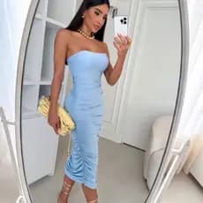 Vestido Tomara que Caia Feminino Midi Justo | Festa, Balada, Casual