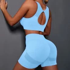 Conjunto Fitness Feminino Top e Shorts Cintura Alta Empina Bumbum Academia Treino