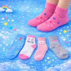 Kit Meias Infantil Menina Estampadas Sortidas | 3 a 18 Pares Meia Escolar MENINA
