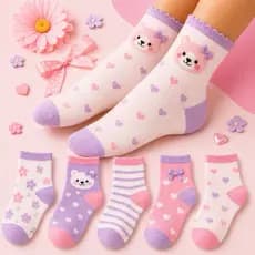 kit 3 a 18 Pares de Meia Infantil Feminina Estampadas MENINA