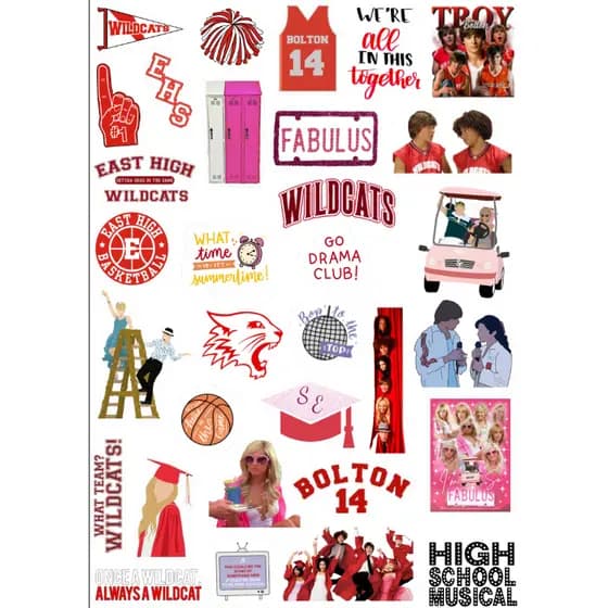 Adesivos Stickers Wild Cats High School Musical Disney Channel