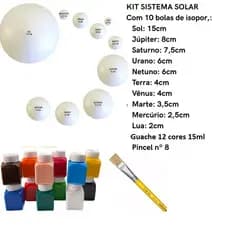 Kit Maquete Escolar Sistema Solar Planetas Bolas De Isopor  + Guache e Pincel