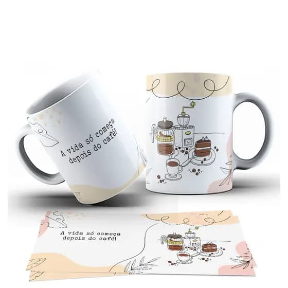 Coleção Café - Caneca + saquinho de tecido personalizado  - Tome de Caneca Caneca de porcelana personalizada sublimação