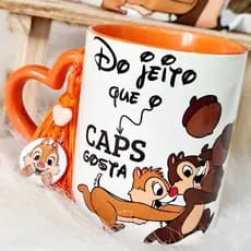Caneca Personalizada - Tico e Teco do jeito que o CAPS gosta - Caneca + Saquinho de tecido + pingente