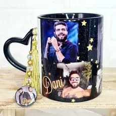 Caneca Personalizada Henrique e Juliano - Acompanha saquinho de tecido e pingente ou acessórios