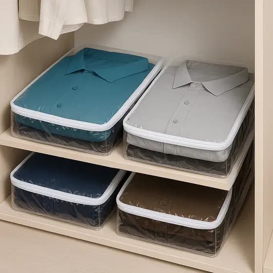 Kit Com 06 Organizador P - Pvc De Enxovais E Roupas C/ Zíper Armário Cômoda