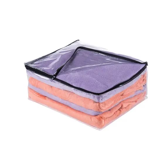 Saco Organizador Multiuso Embalagem Transparente Edredom Coberta Toalhas de Pvc e Ziper Preto Enxoval Guarda Roupa