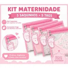 Kit  Saquinho Organizador Bolsa Maternidade + 5 Tag de Identificação de Trocas