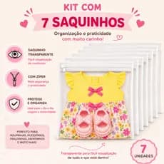 Kit 7 Saquinhos Maternidade Organizador 33 x 27  Mala Bebê