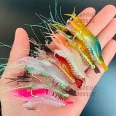 Isca artificial camarão com anzol e arame encastoado pesca