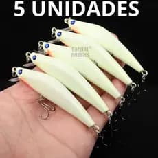 Isca artificial luminosa meia água pesca noite 3d minnow crankbaits 8cm brilha no escuro